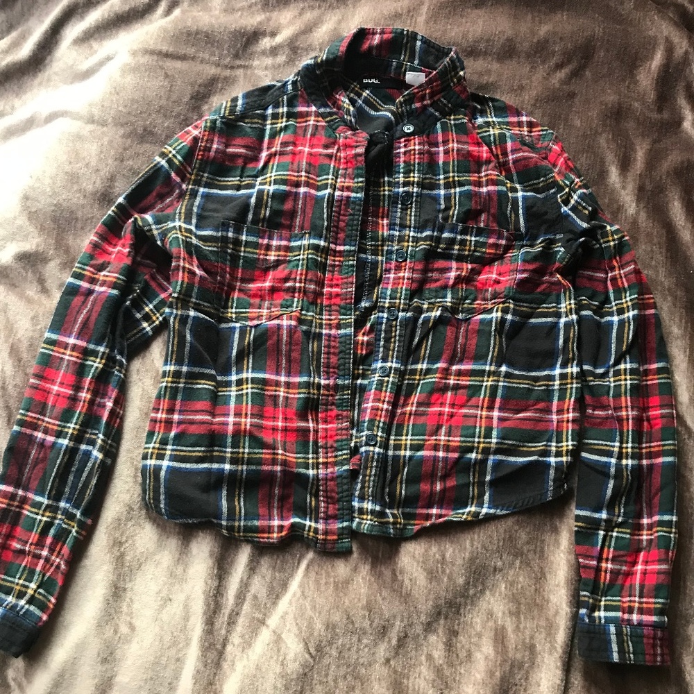 Cropped plaid button down Urban Outfitters shirt